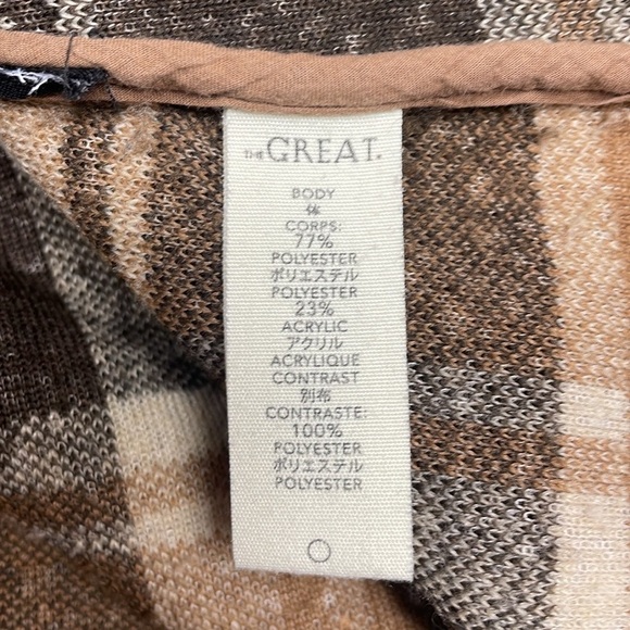 The Great Tartan Plaid Full-Zip Sherpa Relaxed Bomber Jacket Boho Brown Medium - Picture 11 of 13